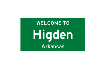 Higden, Arkansas, USA. City limit sign on transparent background. 
