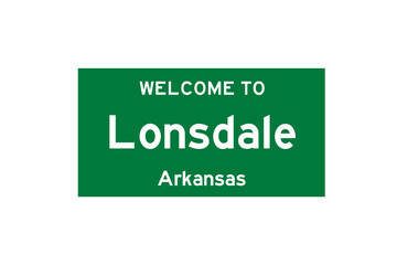 Lonsdale, Arkansas, USA. City limit sign on transparent background. 