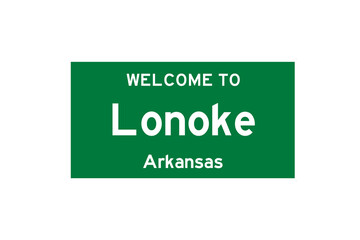 Lonoke, Arkansas, USA. City limit sign on transparent background. 