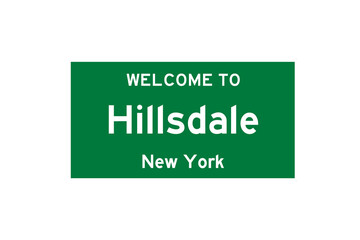 Hillsdale, New York, USA. City limit sign on transparent background. 