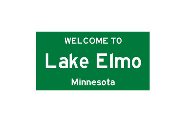 Lake Elmo, Minnesota, USA. City limit sign on transparent background. 