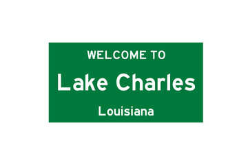 Lake Charles, Louisiana, USA. City limit sign on transparent background. 