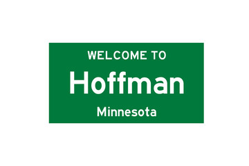 Hoffman, Minnesota, USA. City limit sign on transparent background. 