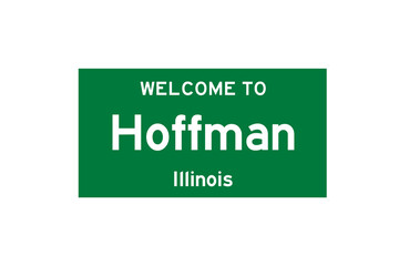 Hoffman, Illinois, USA. City limit sign on transparent background. 