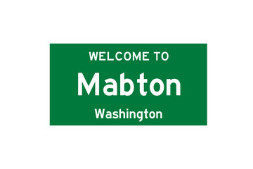Mabton, Washington, USA. City limit sign on transparent background. 