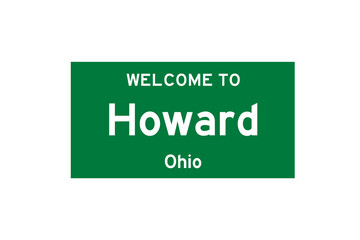 Howard, Ohio, USA. City limit sign on transparent background. 