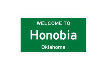 Honobia, Oklahoma, USA. City limit sign on transparent background. 