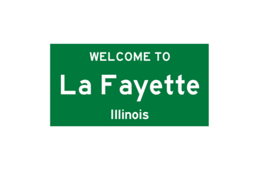 La Fayette, Illinois, USA. City limit sign on transparent background. 