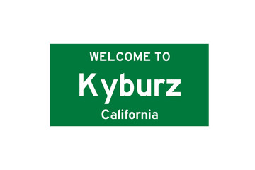 Kyburz, California, USA. City limit sign on transparent background. 