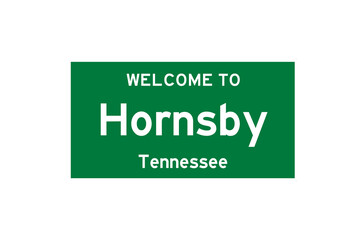Hornsby, Tennessee, USA. City limit sign on transparent background. 