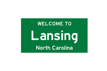Lansing, North Carolina, USA. City limit sign on transparent background. 