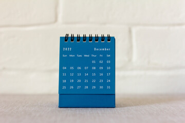 Desktop calendar for December 2022.Calendar for planning for the month.