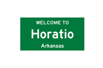 Horatio, Arkansas, USA. City limit sign on transparent background. 