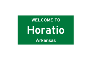 Horatio, Arkansas, USA. City limit sign on transparent background. 