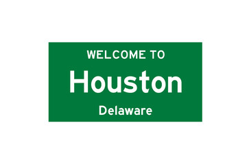 Houston, Delaware, USA. City limit sign on transparent background. 