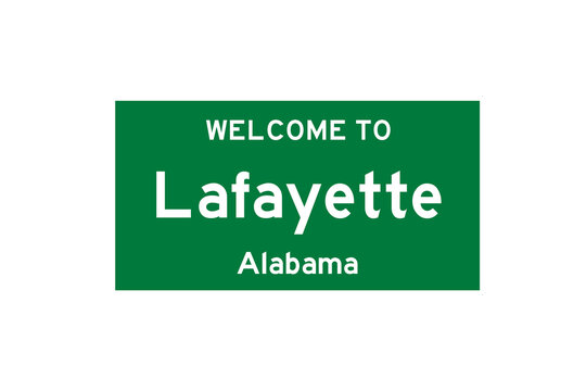 Lafayette, Alabama, USA. City Limit Sign On Transparent Background. 