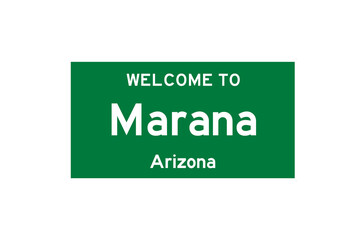 Marana, Arizona, USA. City limit sign on transparent background. 