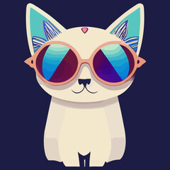 illustration Vector graphic of cat wearing sunglasses isolated perfect for logo, mascot, icon or print on t-shirt 
