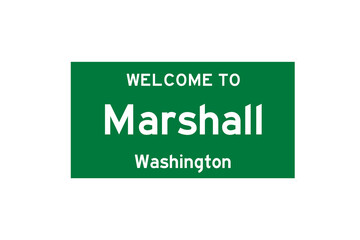 Marshall, Washington, USA. City limit sign on transparent background. 