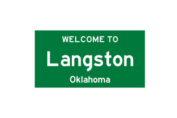 Langston, Oklahoma, USA. City limit sign on transparent background. 