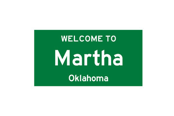 Martha, Oklahoma, USA. City limit sign on transparent background. 