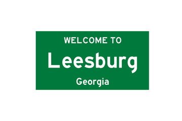 Leesburg, Georgia, USA. City limit sign on transparent background. 