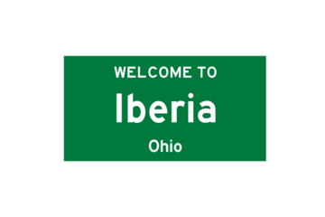 Iberia, Ohio, USA. City limit sign on transparent background. 