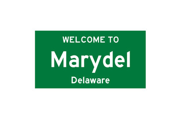 Marydel, Delaware, USA. City limit sign on transparent background. 