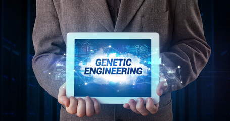 Person holding tablet, technology concept