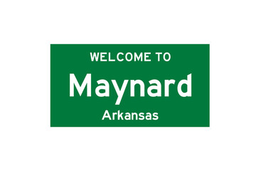 Maynard, Arkansas, USA. City limit sign on transparent background. 
