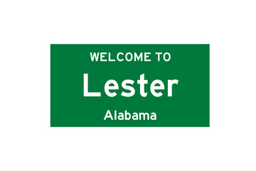 Lester, Alabama, USA. City limit sign on transparent background. 