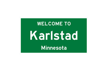 Karlstad, Minnesota, USA. City limit sign on transparent background. 
