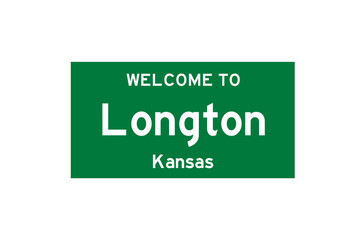 Longton, Kansas, USA. City limit sign on transparent background. 