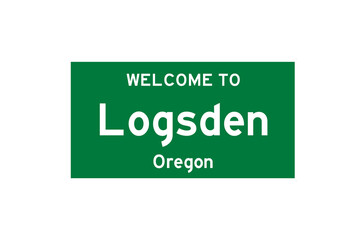 Logsden, Oregon, USA. City limit sign on transparent background. 