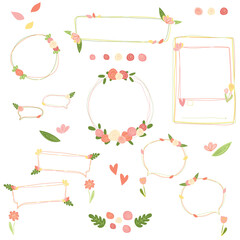 set of frames with flowers, hand drawn