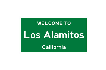 Los Alamitos, California, USA. City limit sign on transparent background.  - obrazy, fototapety, plakaty