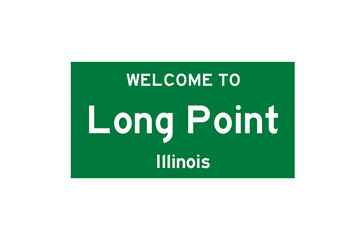 Long Point, Illinois, USA. City limit sign on transparent background. 