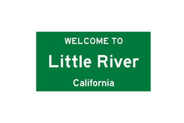 Little River, California, USA. City limit sign on transparent background. 