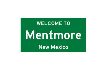 Mentmore, New Mexico, USA. City limit sign on transparent background. 