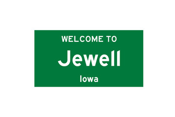 Jewell, Iowa, USA. City limit sign on transparent background. 