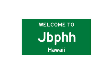 Jbphh, Hawaii, USA. City limit sign on transparent background. 