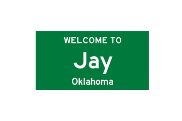 Jay, Oklahoma, USA. City limit sign on transparent background. 
