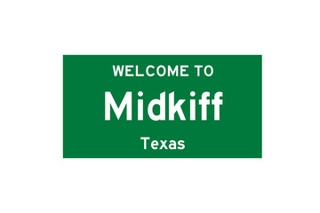 Midkiff, Texas, USA. City limit sign on transparent background. 