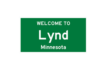Lynd, Minnesota, USA. City limit sign on transparent background. 
