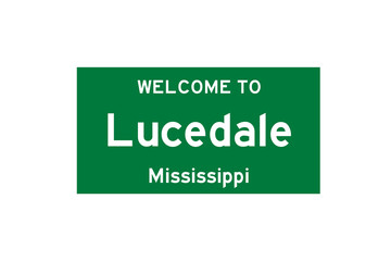 Lucedale, Mississippi, USA. City limit sign on transparent background. 