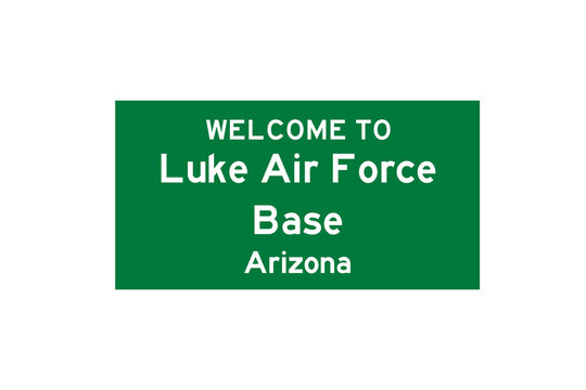 Luke Air Force Base, Arizona, USA. City Limit Sign On Transparent Background. 