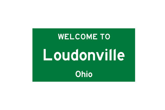 Loudonville, Ohio, USA. City limit sign on transparent background. 