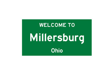 Millersburg, Ohio, USA. City limit sign on transparent background. 