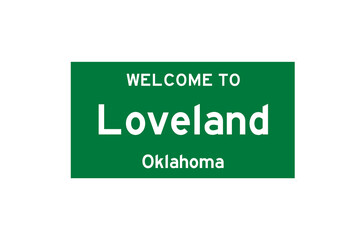 Loveland, Oklahoma, USA. City limit sign on transparent background. 