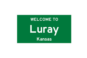 Luray, Kansas, USA. City limit sign on transparent background. 